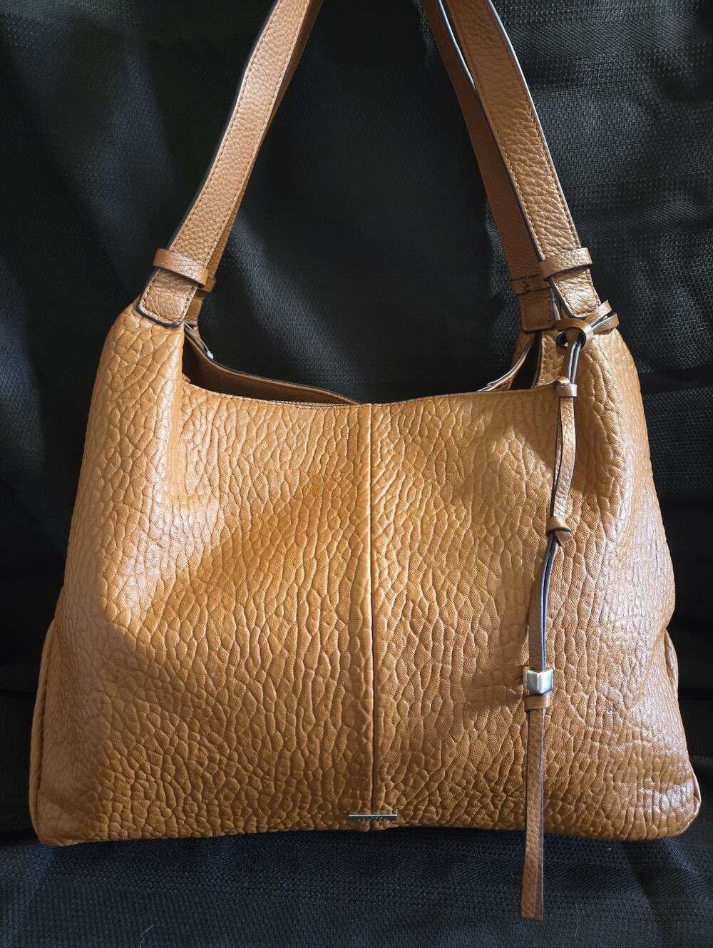 Vince Camuto Tania Pebbled Leather Shoulder Hobo in Cognac